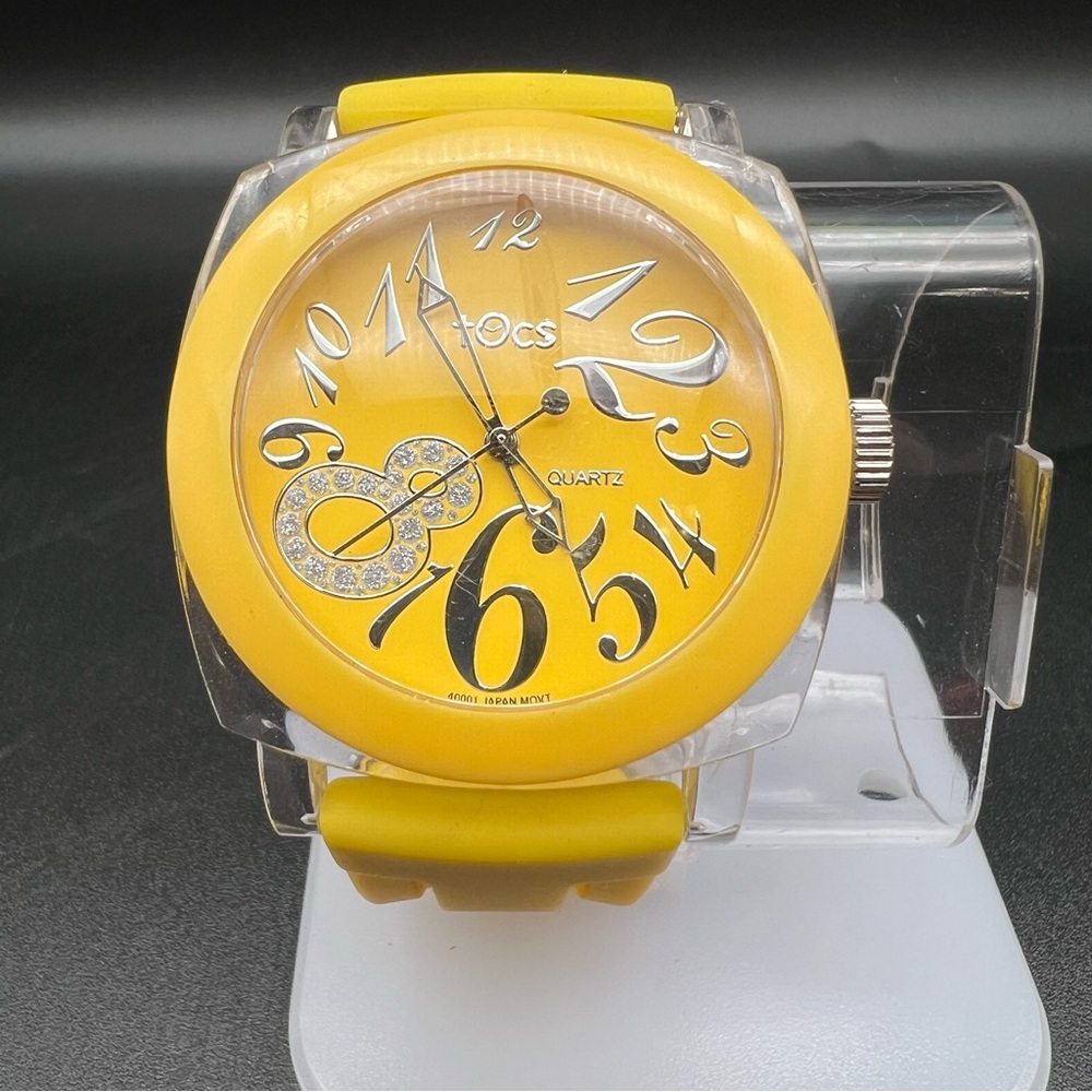 Tocs Women's Quartz Watch Yellow Large Face with Silicone Band *Needs Battery*
